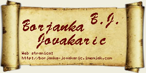 Borjanka Jovakarić vizit kartica